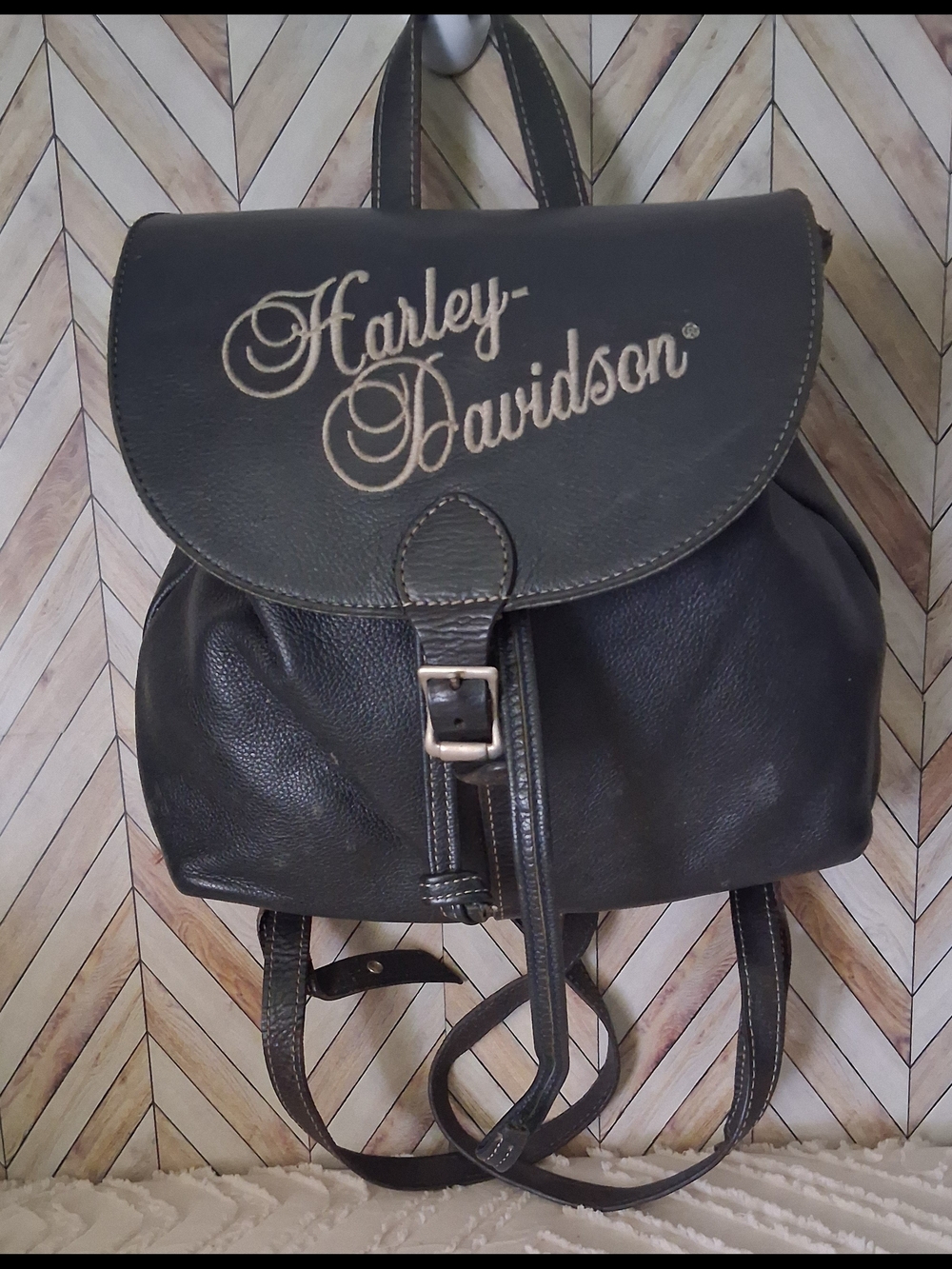 Harley-Davidson Black Leather Backpack